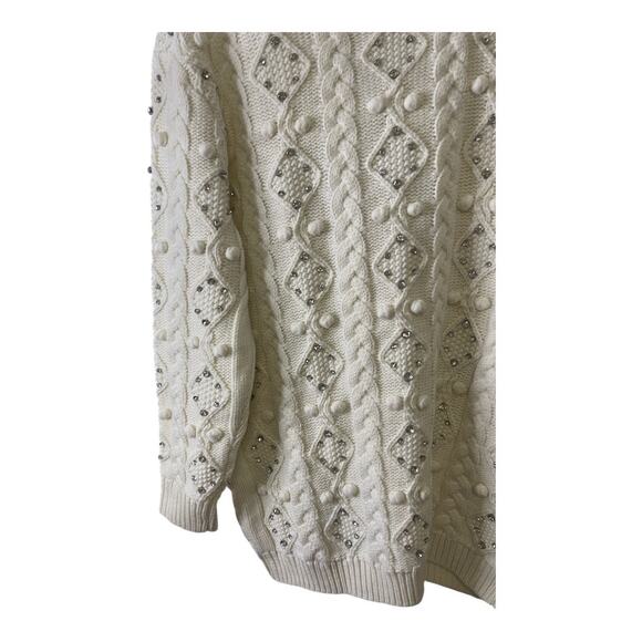 Retrofete Maple Embellished Sweater Dress Cable Knit Merino Wool Rhinestone Sz M - Picture 6 of 14